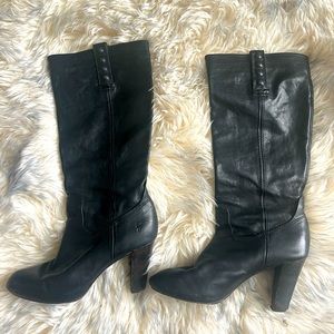 Frye black leather tall boots size 7.5